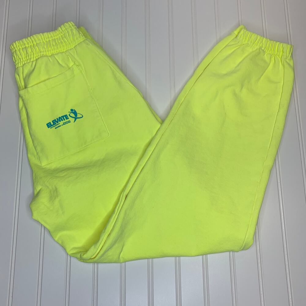 Club Fantasy Neon Yellow Starlight Sweatpants  Sz Small